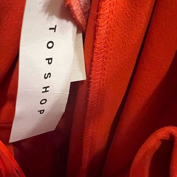 Topshop Ankle Cropped Pants Pleated Pockets Tapered Orange Size 2 - Picture 7 of 13